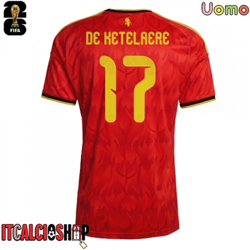 Belgio Charles De Ketelaere #17 Prima Maglia Mondiali 2026 Manica Corta